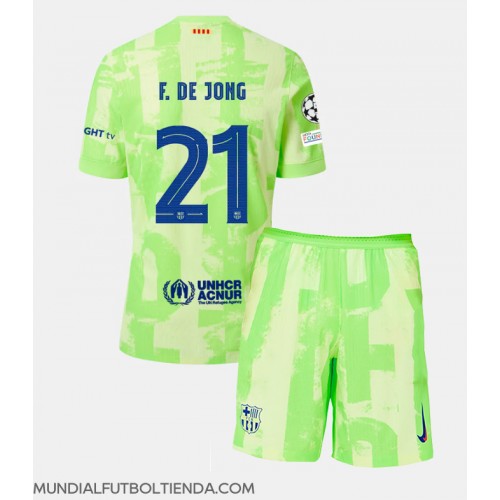 Camiseta Barcelona Frenkie de Jong #21 Tercera Equipación Replica 2024-25 para niños mangas cortas (+ Pantalones cortos)